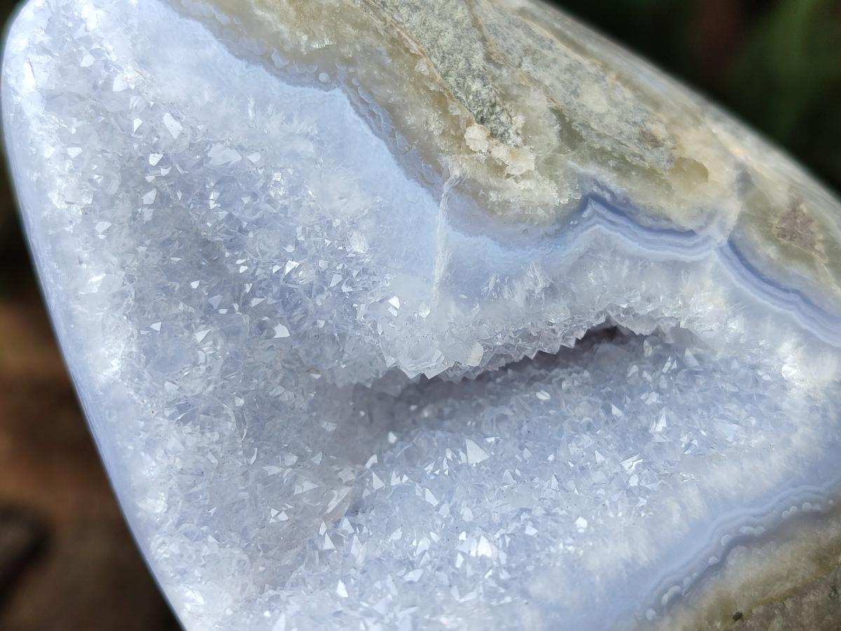 Polished Blue Lace Agate Standing Free Forms x 2 From Nsanje, Malawi - Toprock Gemstones and Minerals 