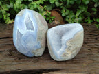 Polished Blue Lace Agate Standing Free Forms x 2 From Nsanje, Malawi - Toprock Gemstones and Minerals 