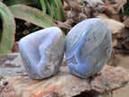 Polished Blue Lace Agate Standing Free Forms x 2 From Nsanje, Malawi - Toprock Gemstones and Minerals 