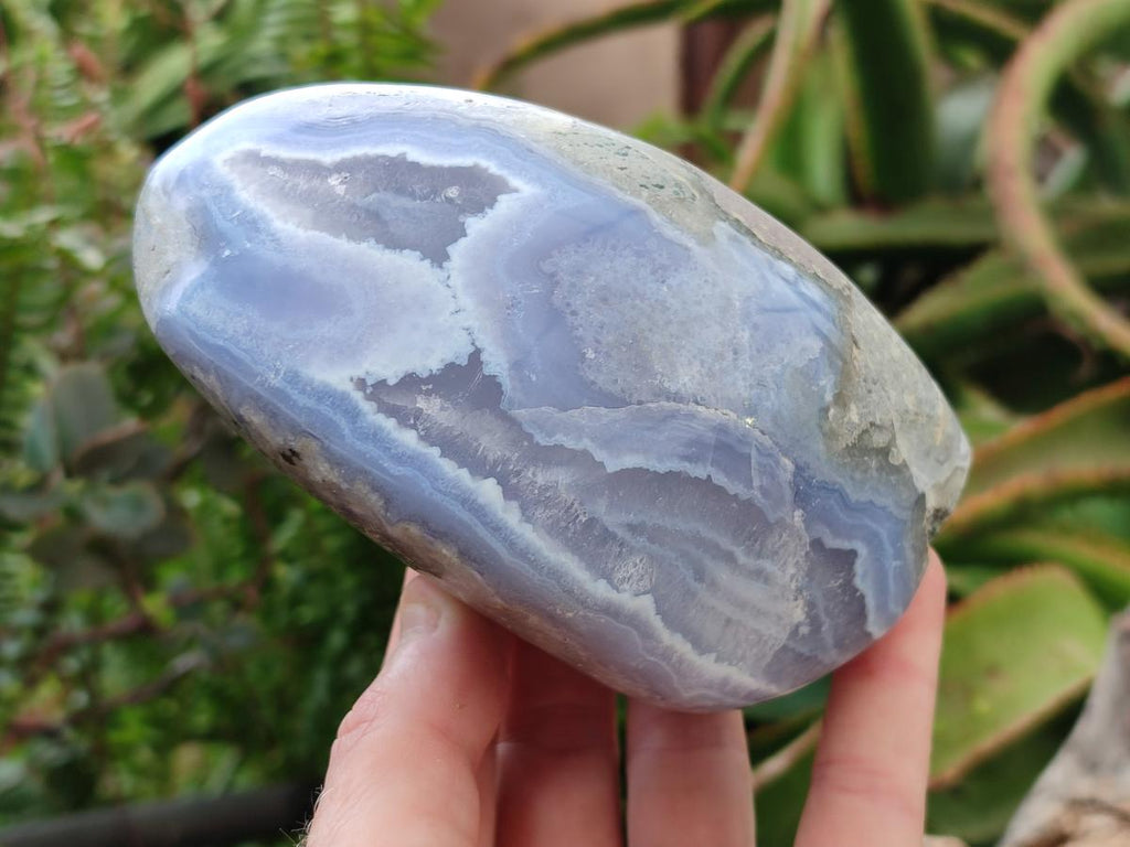Polished Blue Lace Agate Standing Free Forms x 2 From Nsanje, Malawi - Toprock Gemstones and Minerals 