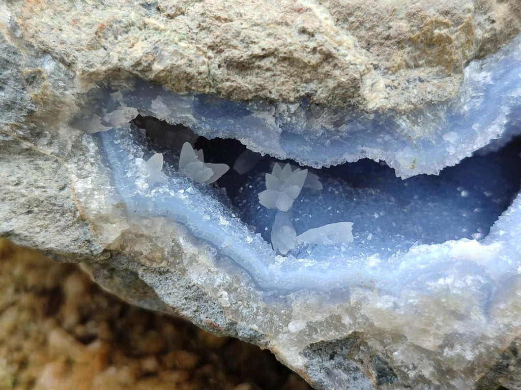 Natural Blue Lace Agate Geode Specimens x 2 From Nsanje, Malawi