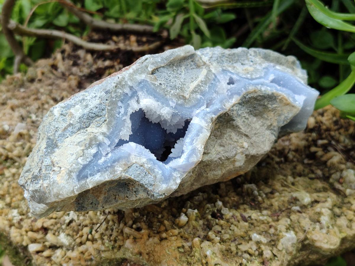 Natural Blue Lace Agate Geode Specimens x 2 From Nsanje, Malawi