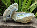 Natural Blue Lace Agate Geode Specimens x 2 From Nsanje, Malawi