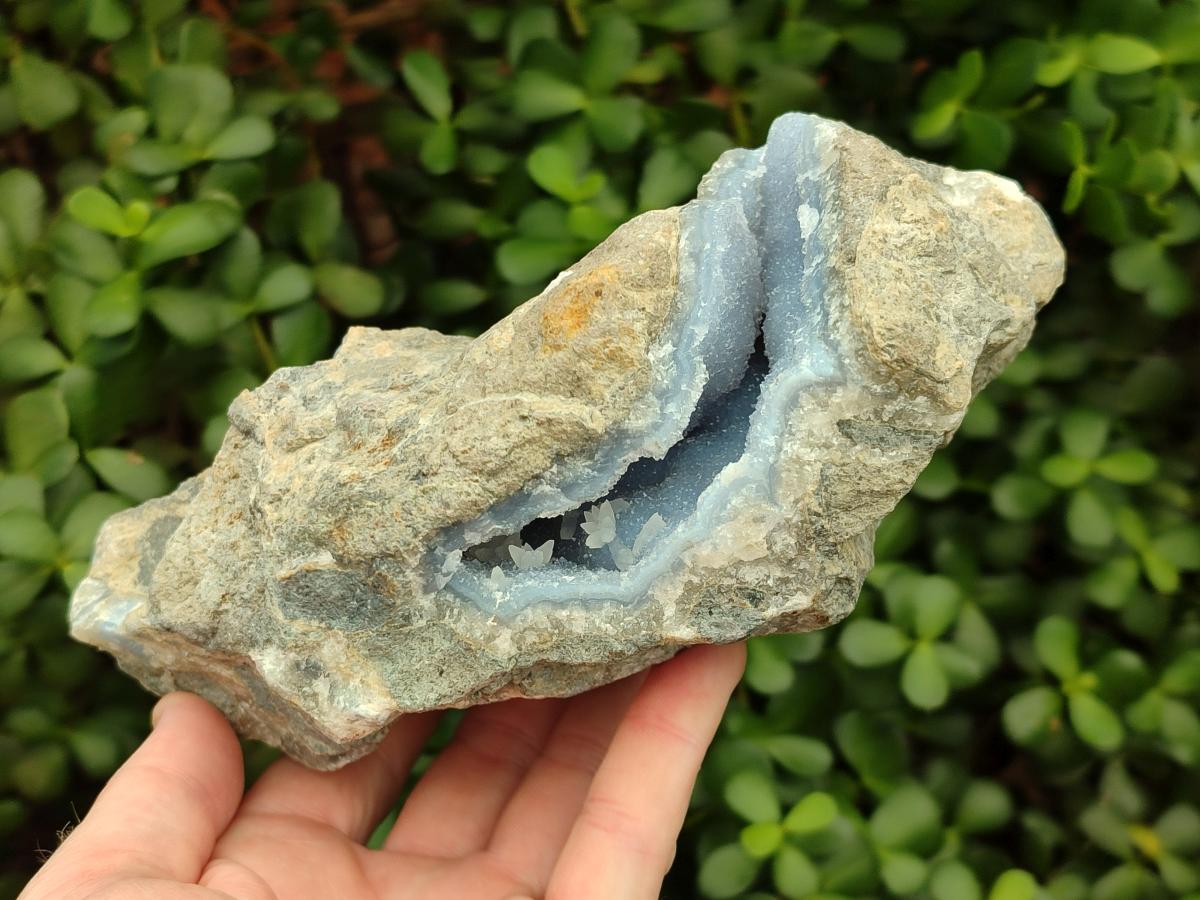 Natural Blue Lace Agate Geode Specimens x 2 From Nsanje, Malawi