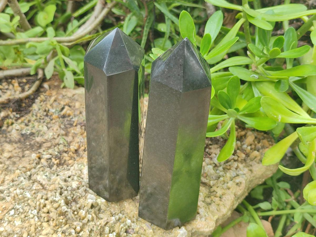 Polished Black Basalt Crystals x 5 From Madagascar