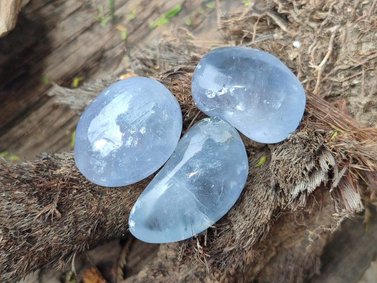 Polished Blue Celestite Free Forms x 20 From Sakoany, Madagascar