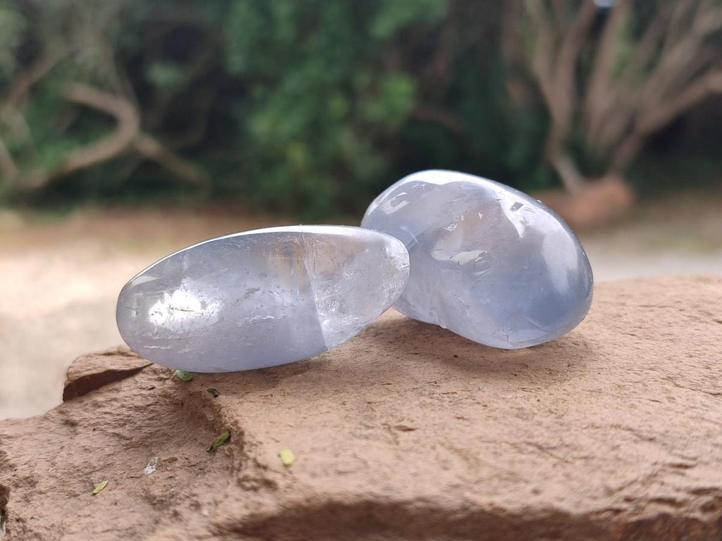 Polished Blue Celestite Free Forms x 20 From Sakoany, Madagascar