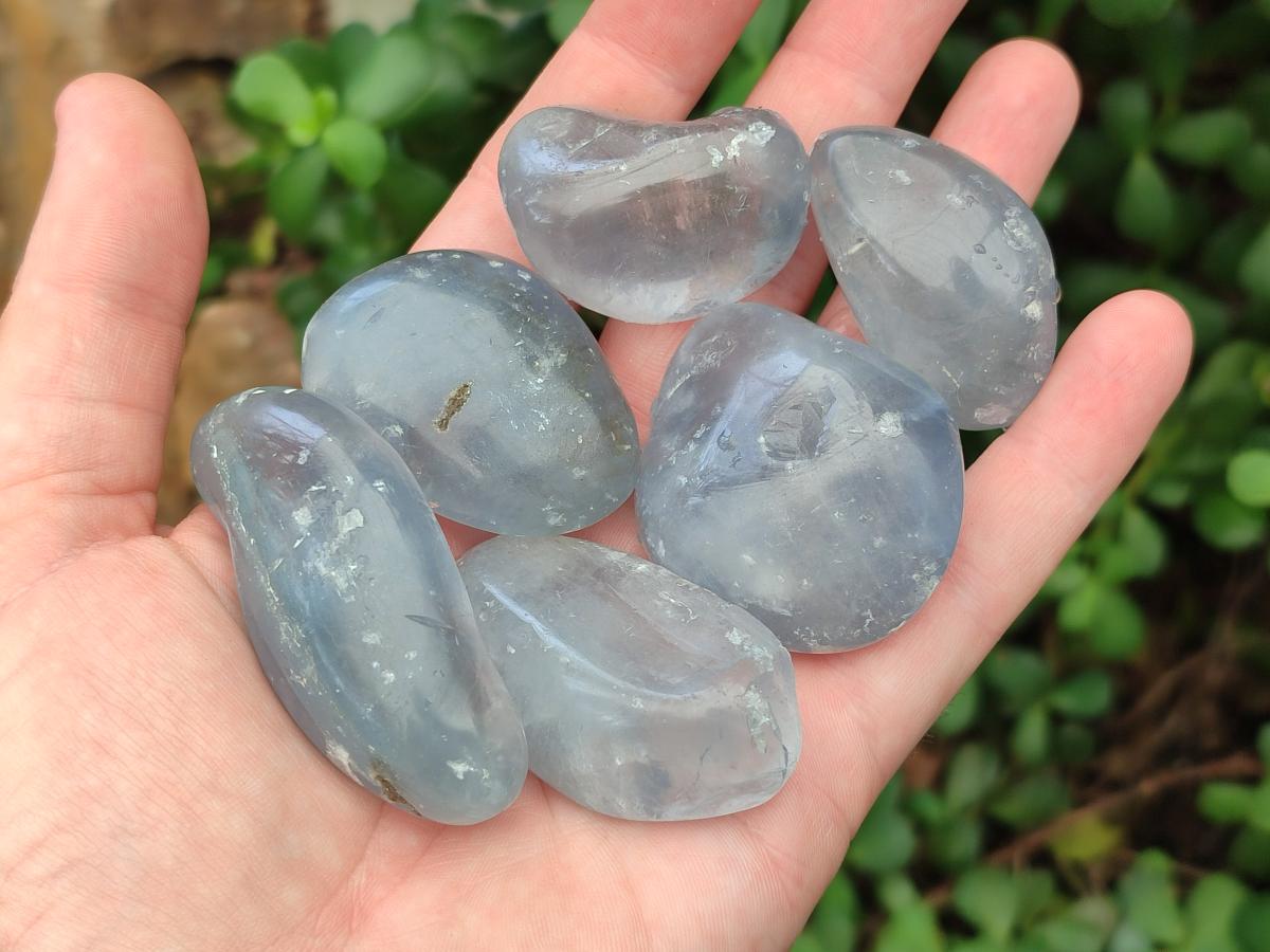 Polished Blue Celestite Free Forms x 20 From Sakoany, Madagascar