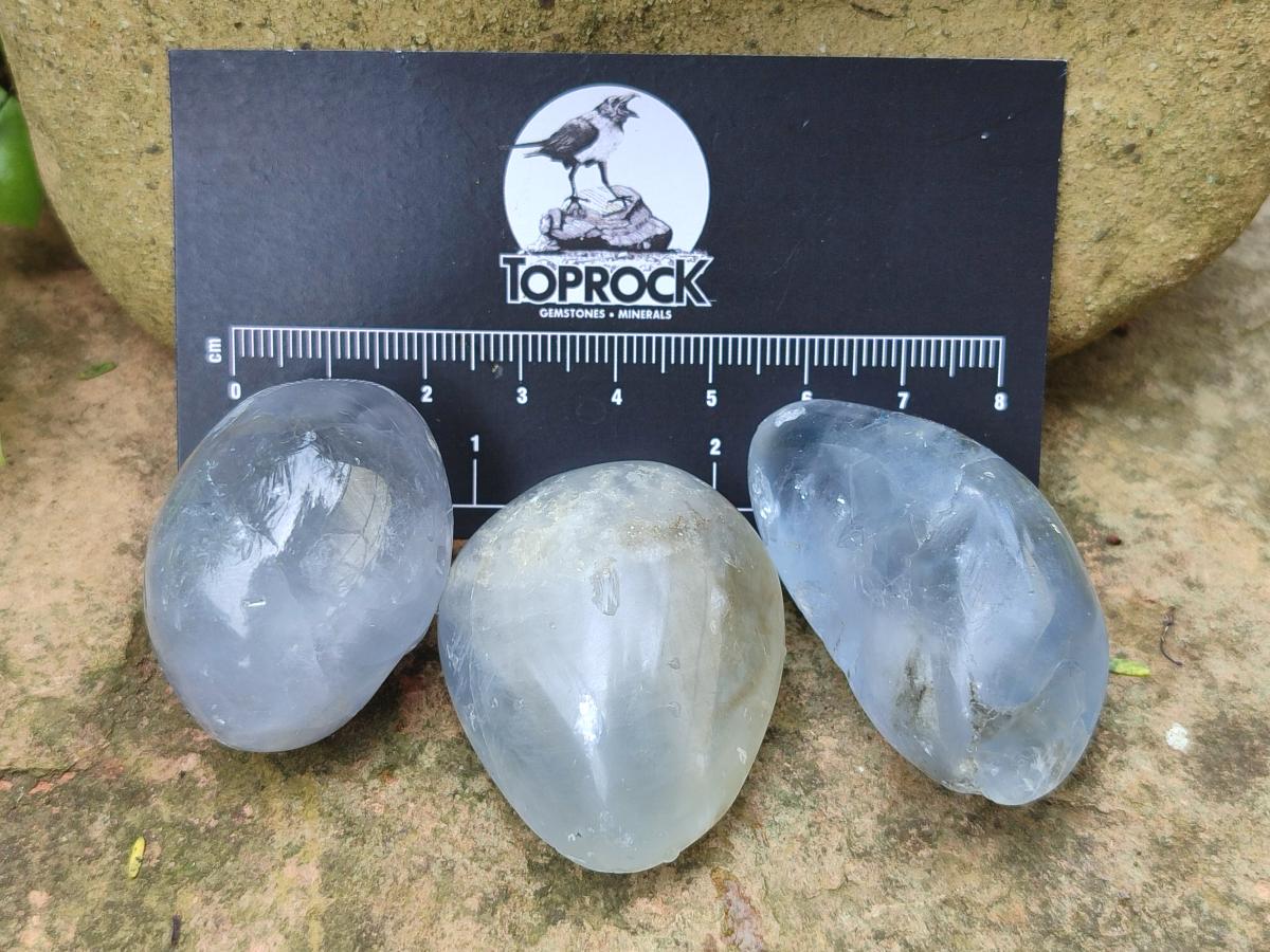 Polished Blue Celestite Free Forms x 20 From Sakoany, Madagascar