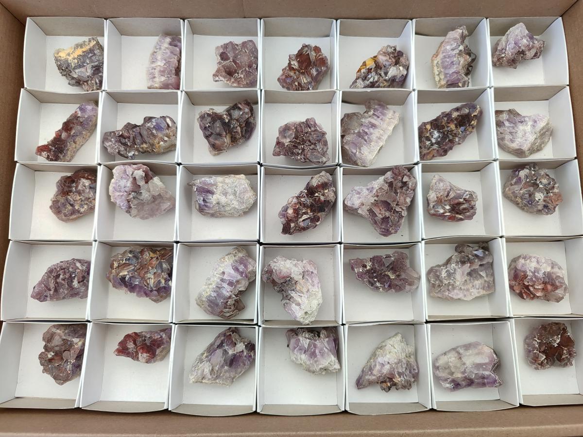 Natural Rare Amethyst Asylum Quartz Clusters x 35 From Luena, Congo