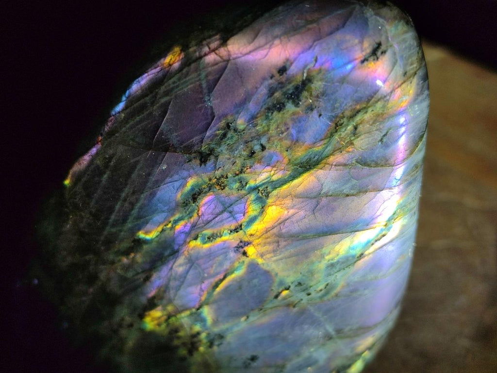 Polished Rare Purple Sunset Flash Labradorite Standing Free Forms x 2 From Madagascar
