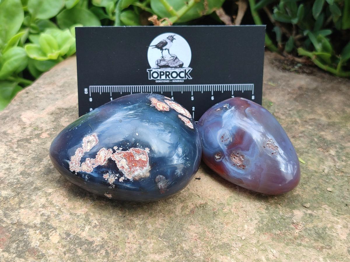 Polished Red Shashe River Agate Free Form Galets x 12 From Shashe River, Zimbabwe