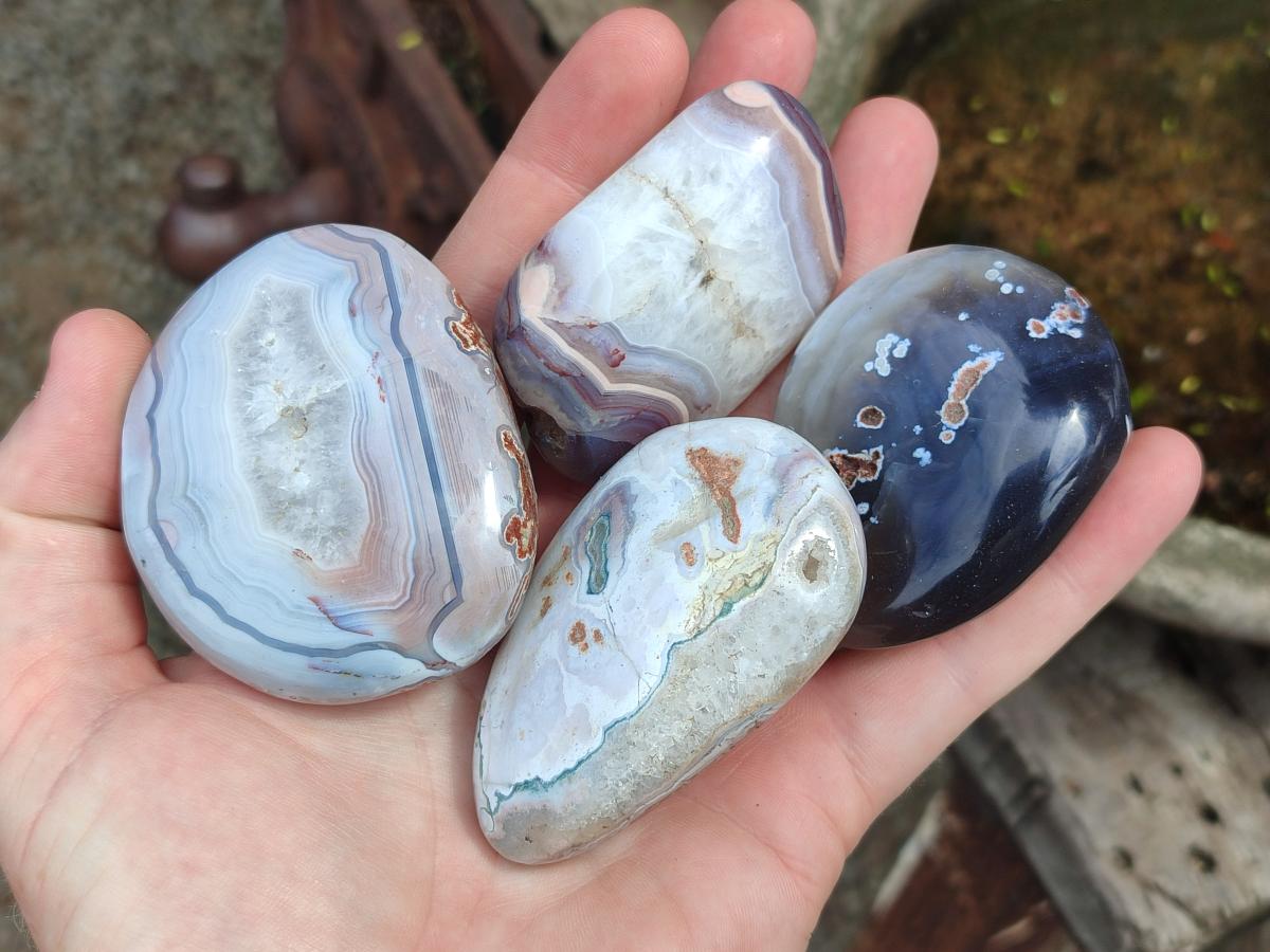 Polished Red Shashe River Agate Free Form Galets x 12 From Shashe River, Zimbabwe