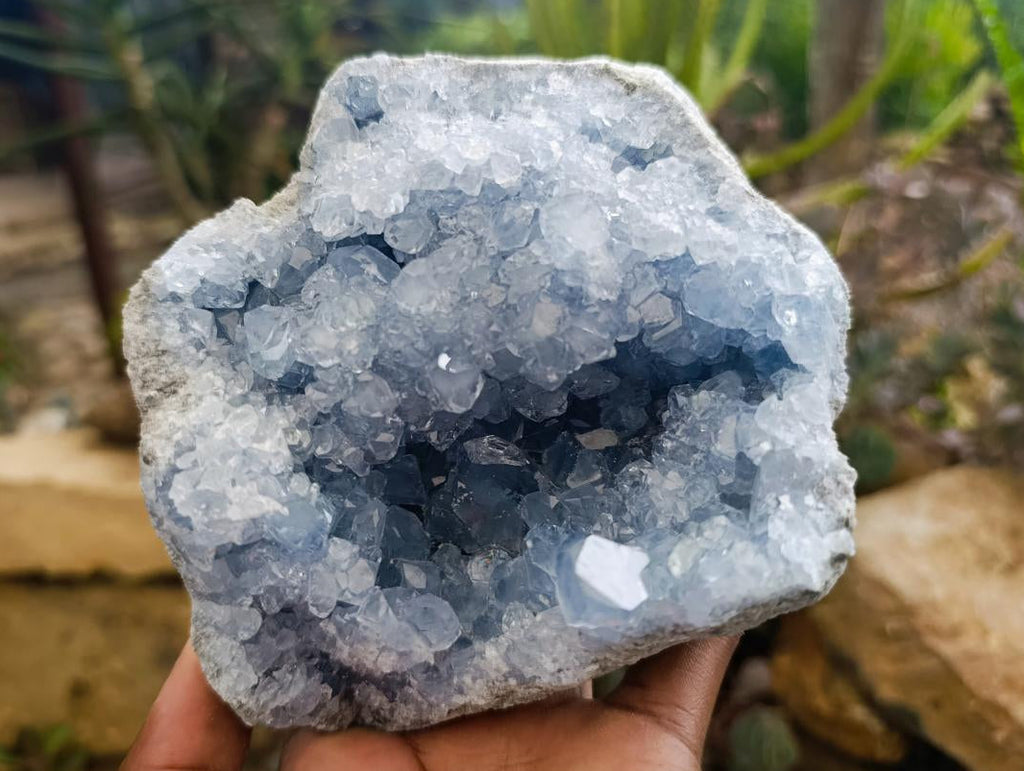 Natural Blue Celestite Geode Specimens x 2 From Sakoany, Madagascar