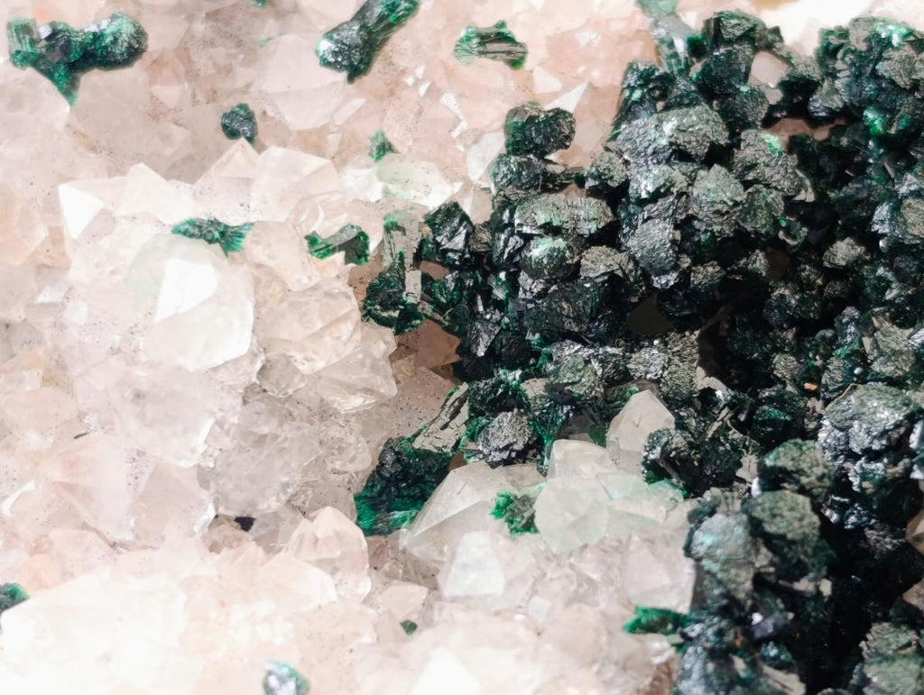 Natural Crystalline Ball Malachite on Quartz and Dolomite Matrix x 2 From Mindingi Mine, Kambove, Congo