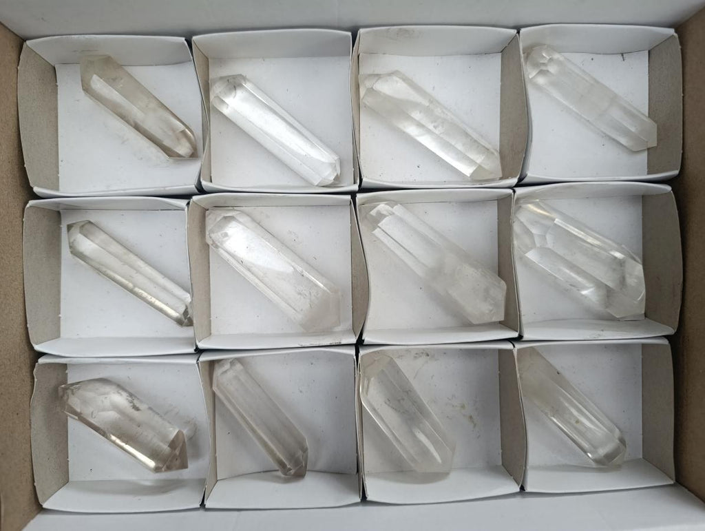 Polished Double Terminated Clear Quartz Crystals x 12 From Madagascar