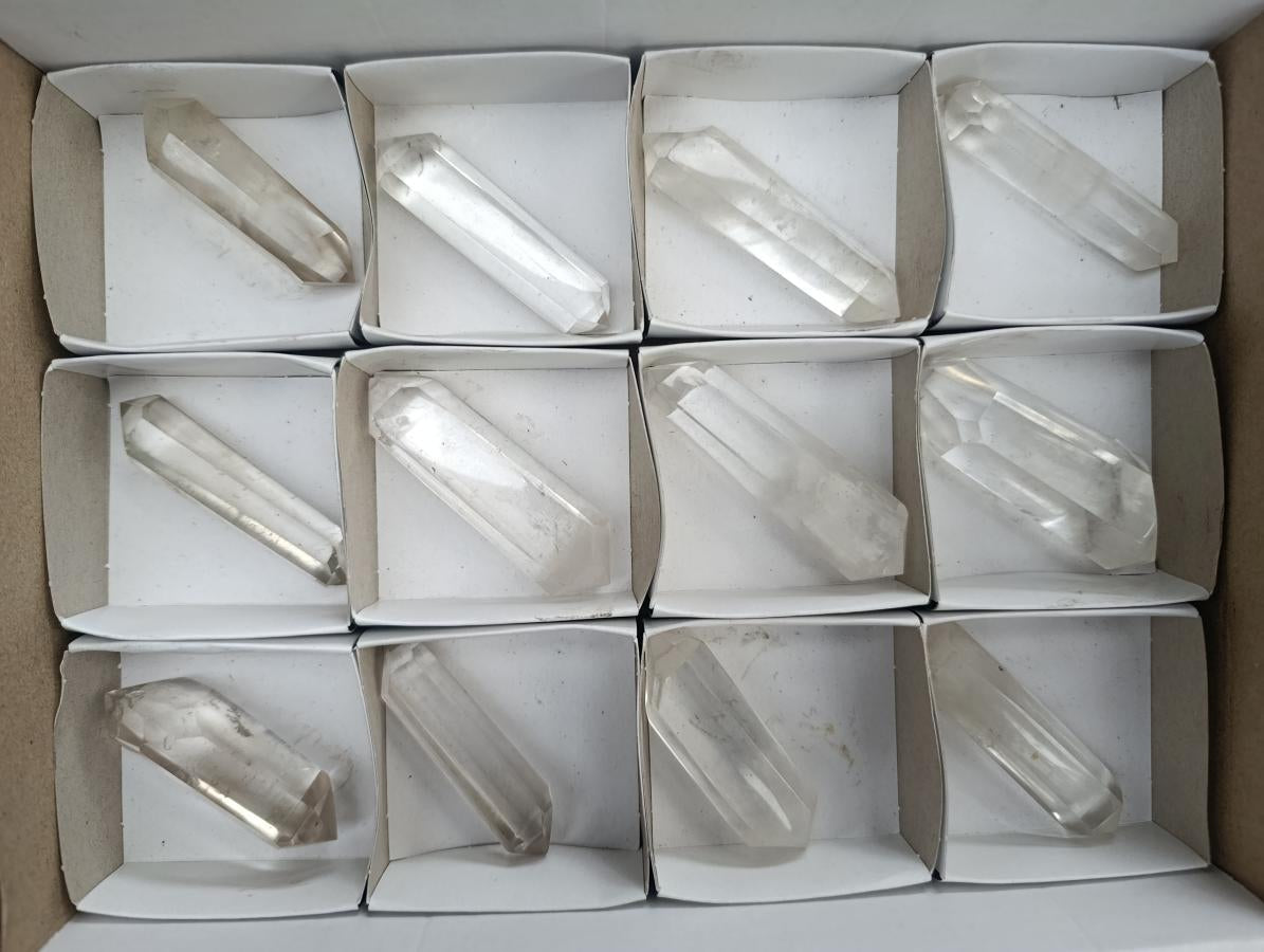 Polished Double Terminated Clear Quartz Crystals x 12 From Madagascar