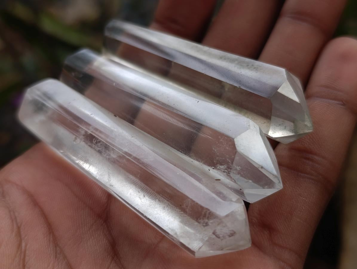 Polished Double Terminated Clear Quartz Crystals x 12 From Madagascar