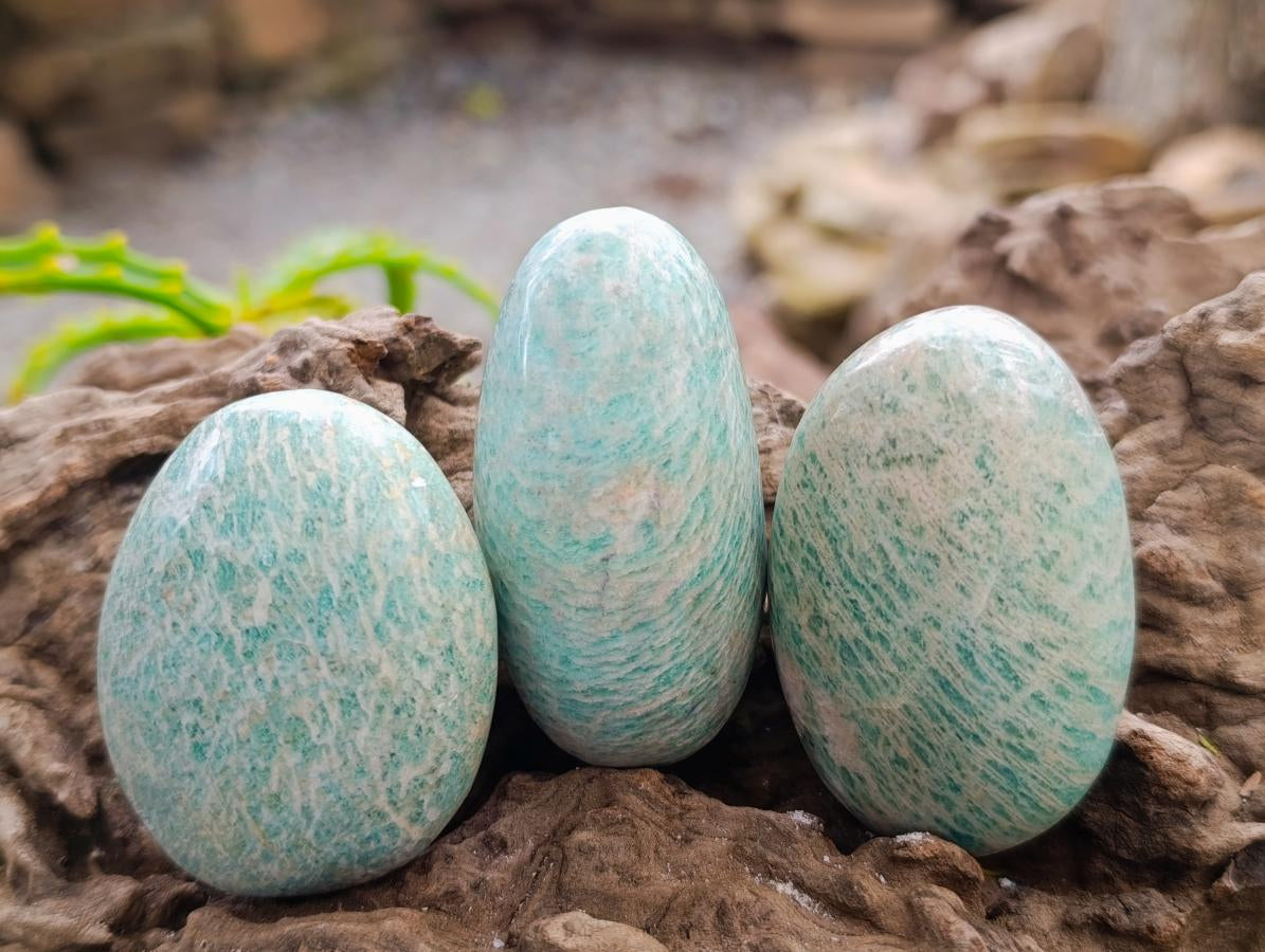Polished Amazonite Palm Stones x 24 From Zimbabwe