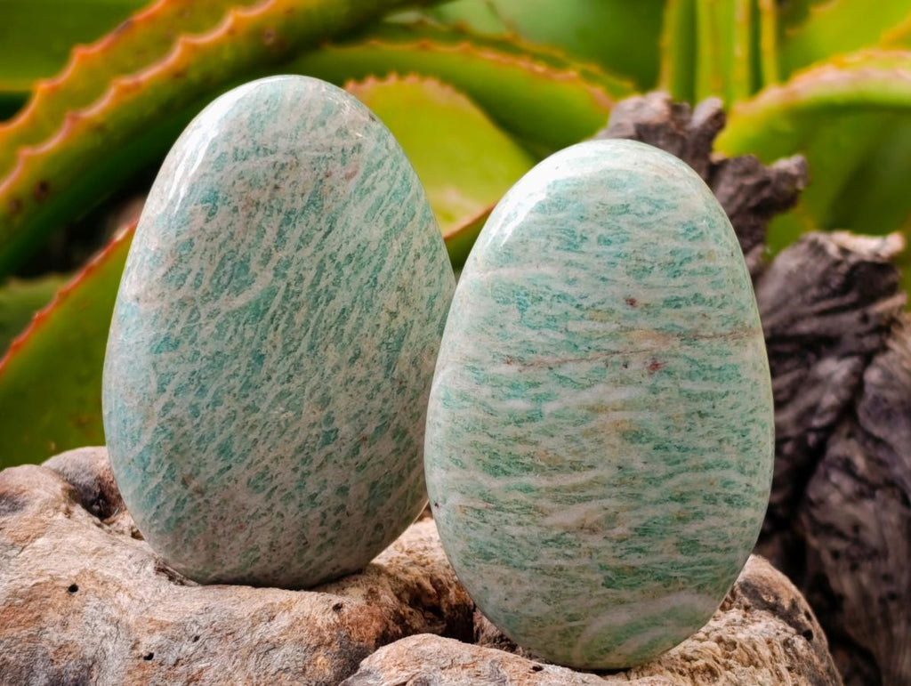 Polished Amazonite Palm Stones x 24 From Zimbabwe