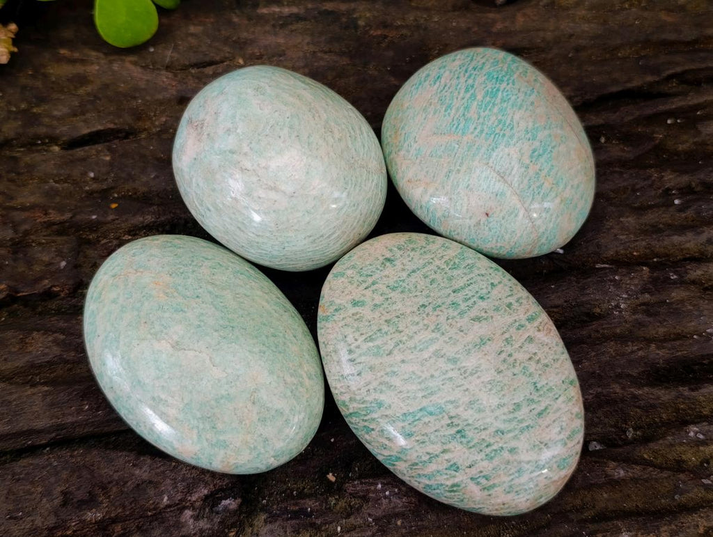 Polished Amazonite Palm Stones x 24 From Zimbabwe
