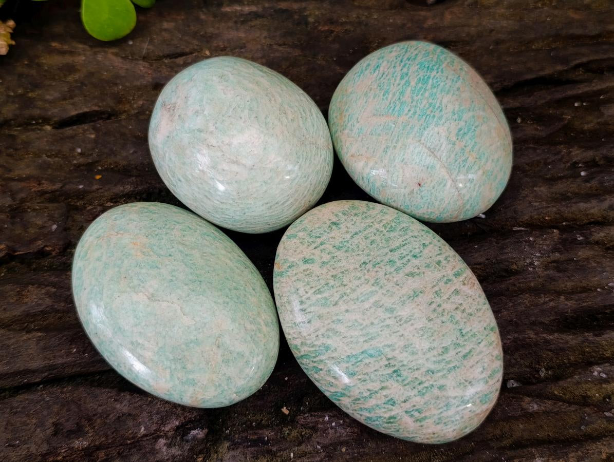 Polished Amazonite Palm Stones x 24 From Zimbabwe