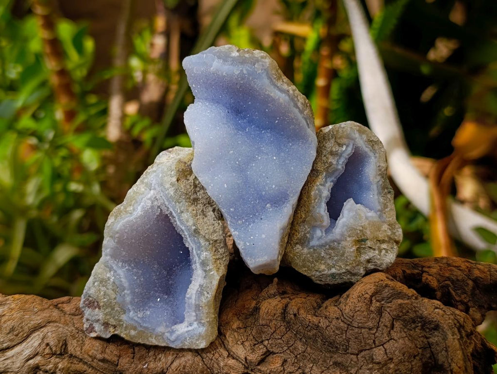Natural Blue Lace Agate Geode Specimens x 12 From Nsanje, Malawi