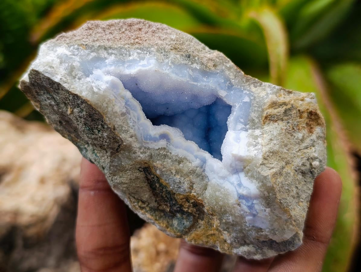 Natural Blue Lace Agate Geode Specimens x 12 From Nsanje, Malawi