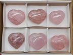 Polished Gemmy Rose Quartz Hearts x 6 From Madagascar - Toprock Gemstones and Minerals 