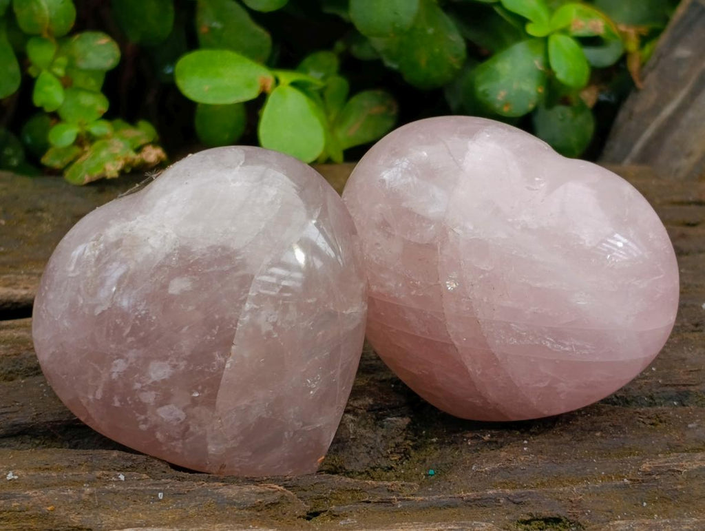 Polished Gemmy Rose Quartz Hearts x 6 From Madagascar - Toprock Gemstones and Minerals 
