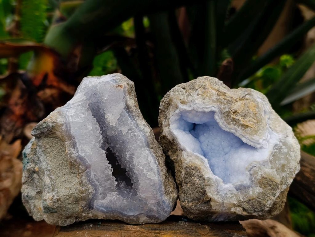 Natural Large Blue Lace Agate Geode Specimens x 4 From Nsanje, Malawi