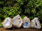 Natural Large Blue Lace Agate Geode Specimens x 4 From Nsanje, Malawi