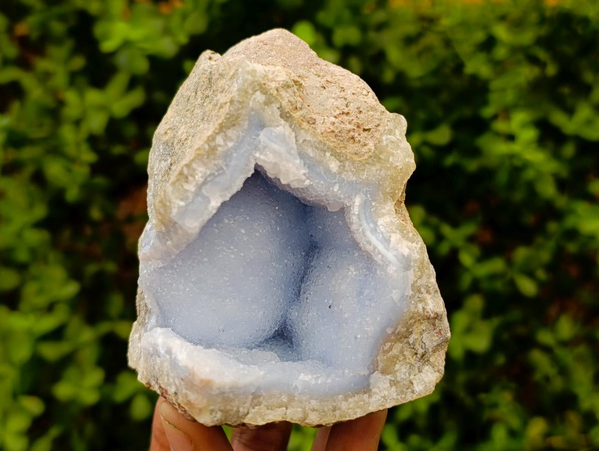 Natural Large Blue Lace Agate Geode Specimens x 4 From Nsanje, Malawi
