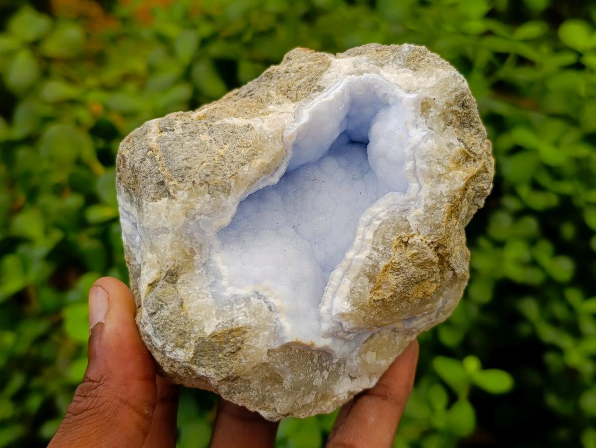 Natural Large Blue Lace Agate Geode Specimens x 4 From Nsanje, Malawi