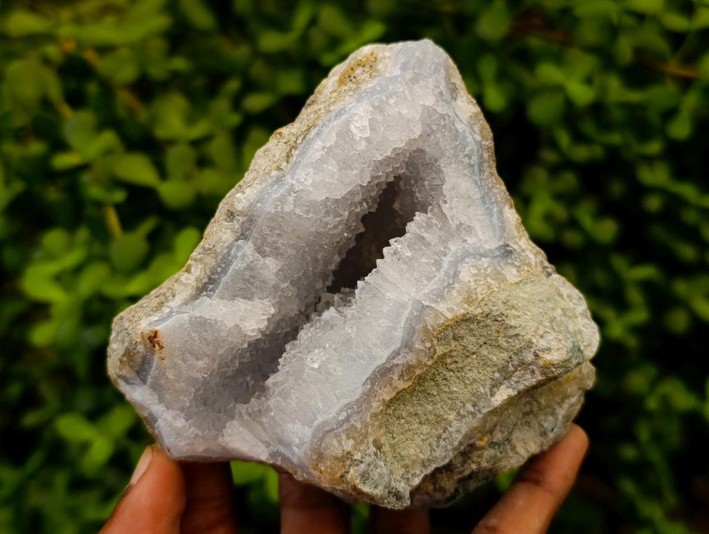 Natural Large Blue Lace Agate Geode Specimens x 4 From Nsanje, Malawi