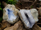 Natural Large Blue Lace Agate Geode Specimens x 4 From Nsanje, Malawi