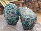 Polished Emerald Mica 'Mutokolite' Standing Free Forms x 2 From Mutoko, Zimbabwe - Toprock Gemstones and Minerals 