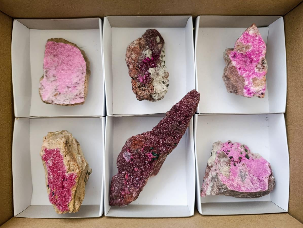 Natural Salrose Cobaltion Dolomite Specimens x 6 From Kakanda, Congo