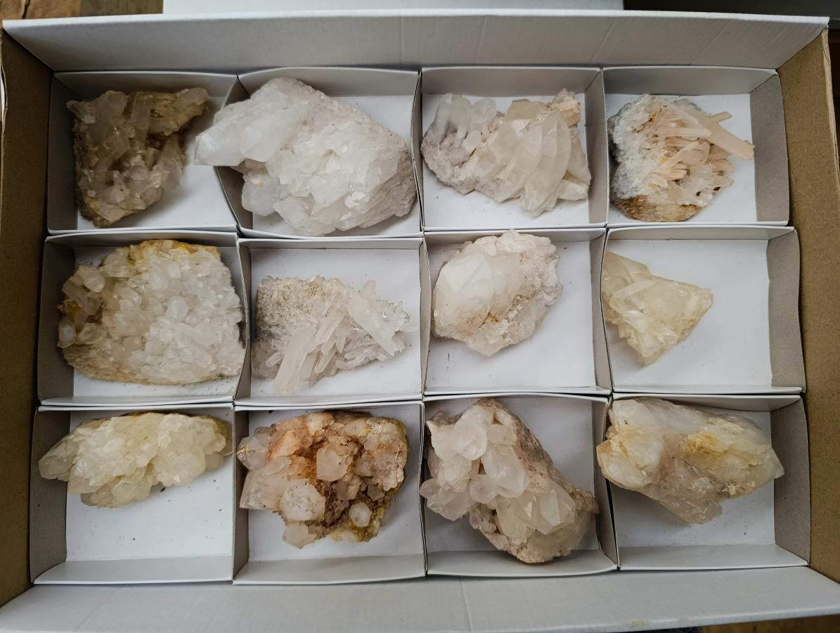 Natural Mixed Quartz Crystal Clusters x 12 From Madagascar