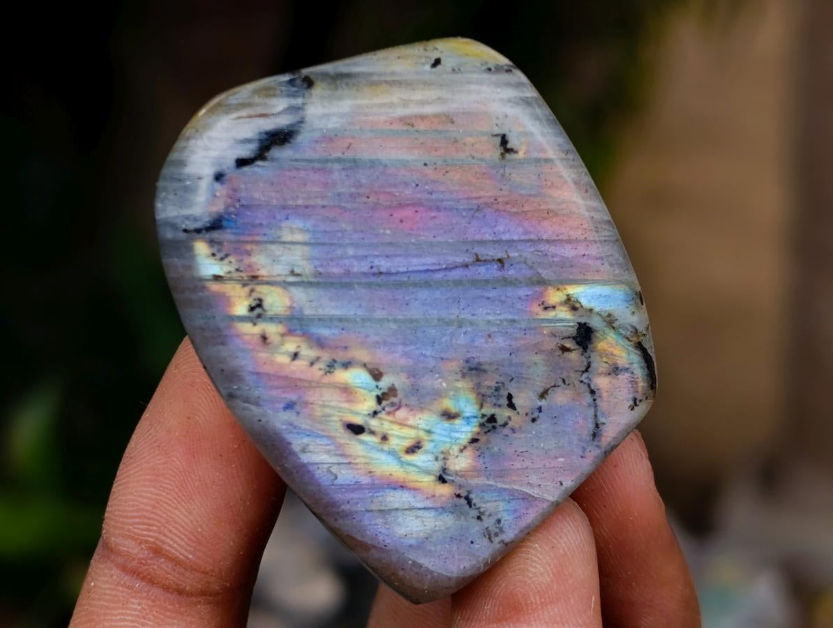 Polished Rare Purple Sunset Flash Labradorite Standing Free Forms x 7 From Madagascar