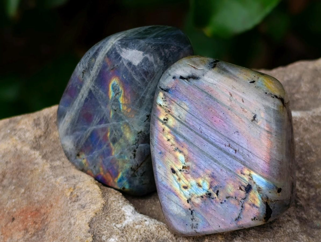 Polished Rare Purple Sunset Flash Labradorite Standing Free Forms x 7 From Madagascar