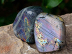 Polished Rare Purple Sunset Flash Labradorite Standing Free Forms x 7 From Madagascar