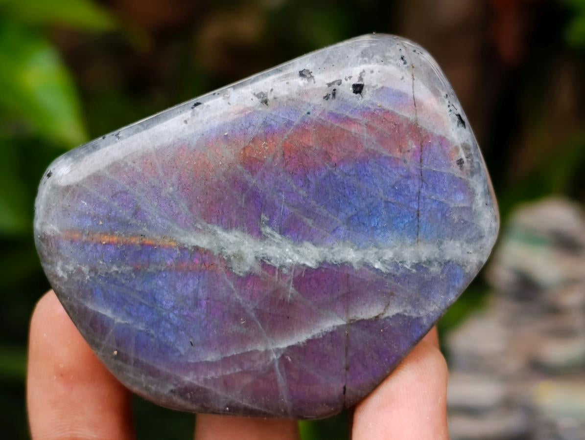 Polished Rare Purple Sunset Flash Labradorite Standing Free Forms x 7 From Madagascar