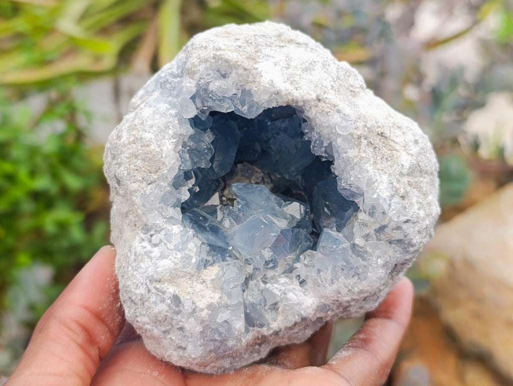 Natural Blue Celestite Geode and Cluster Specimens x 2 From Sakoany, Madagascar