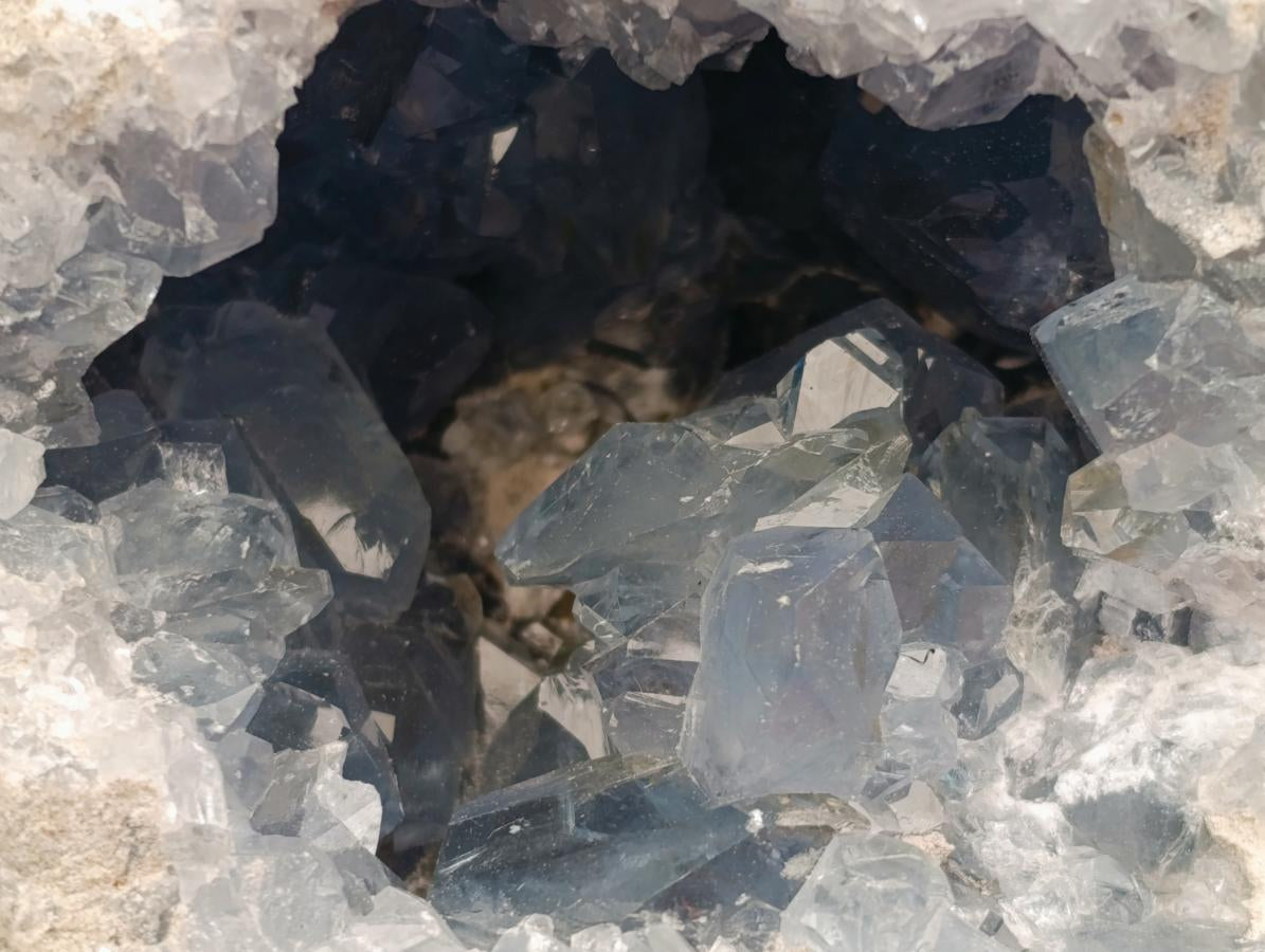 Natural Blue Celestite Geode and Cluster Specimens x 2 From Sakoany, Madagascar