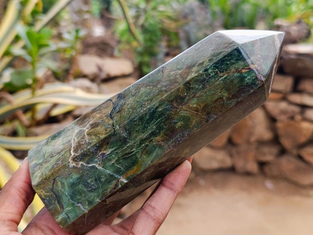 Polished Green Chrysoprase Spheres and 1 Display Crystal x 3 From Ambatondrazaka, Madagascar