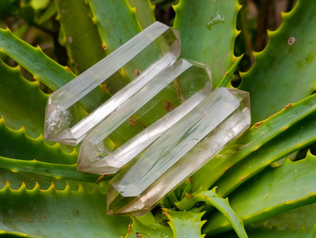 Polished Clear and Smokey Quartz Double Terminated Crystals x 12 From Madagascar - Toprock Gemstones and Minerals 