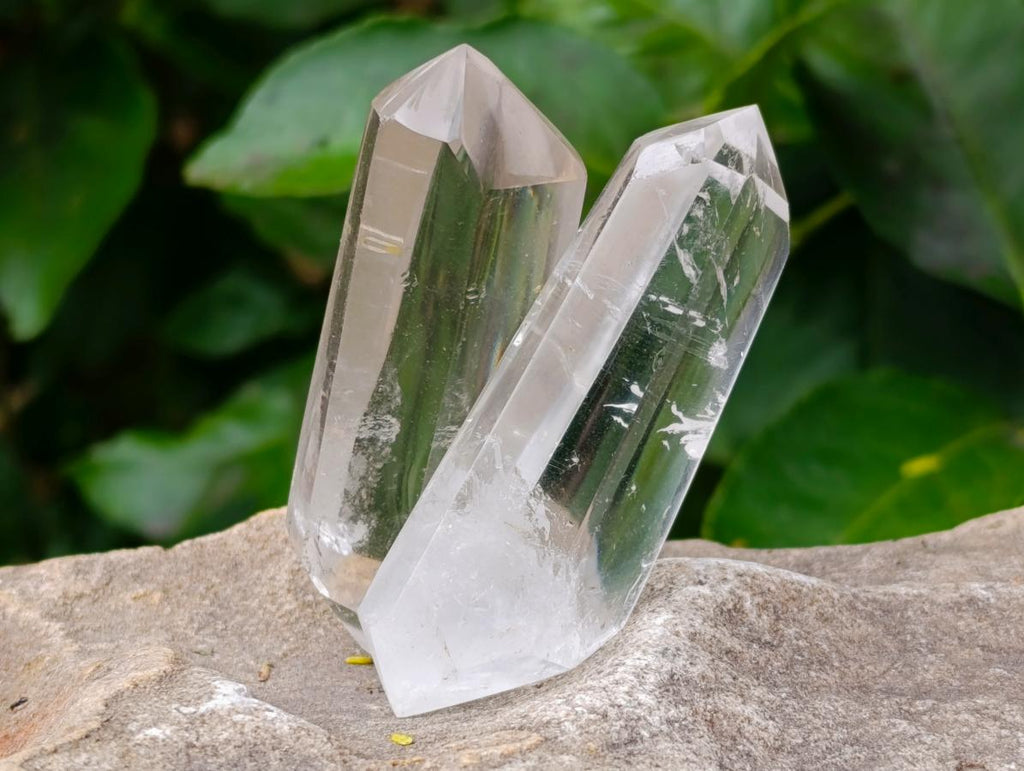 Polished Clear and Smokey Quartz Double Terminated Crystals x 12 From Madagascar - Toprock Gemstones and Minerals 