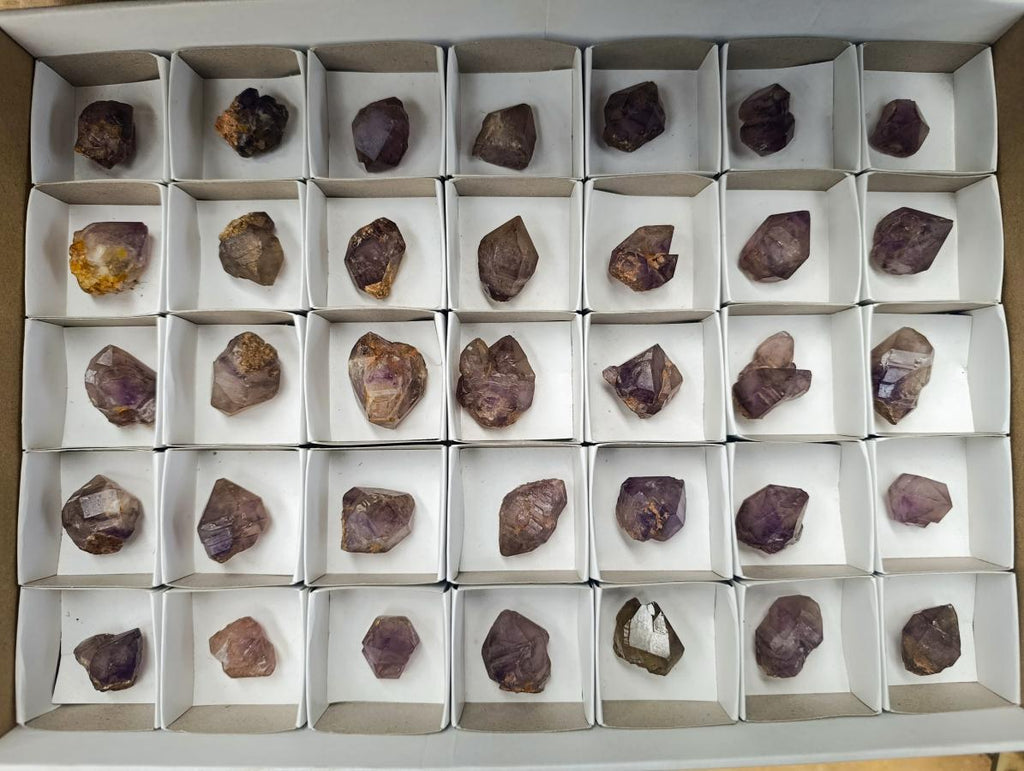 Natural Small Window Smokey Amethyst Crystals x 35 From Ambatondrazaka, Madagascar - Toprock Gemstones and Minerals 