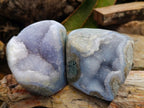 Polished Blue Lace Agate Standing Free Forms x 2 From Nsanje, Malawi